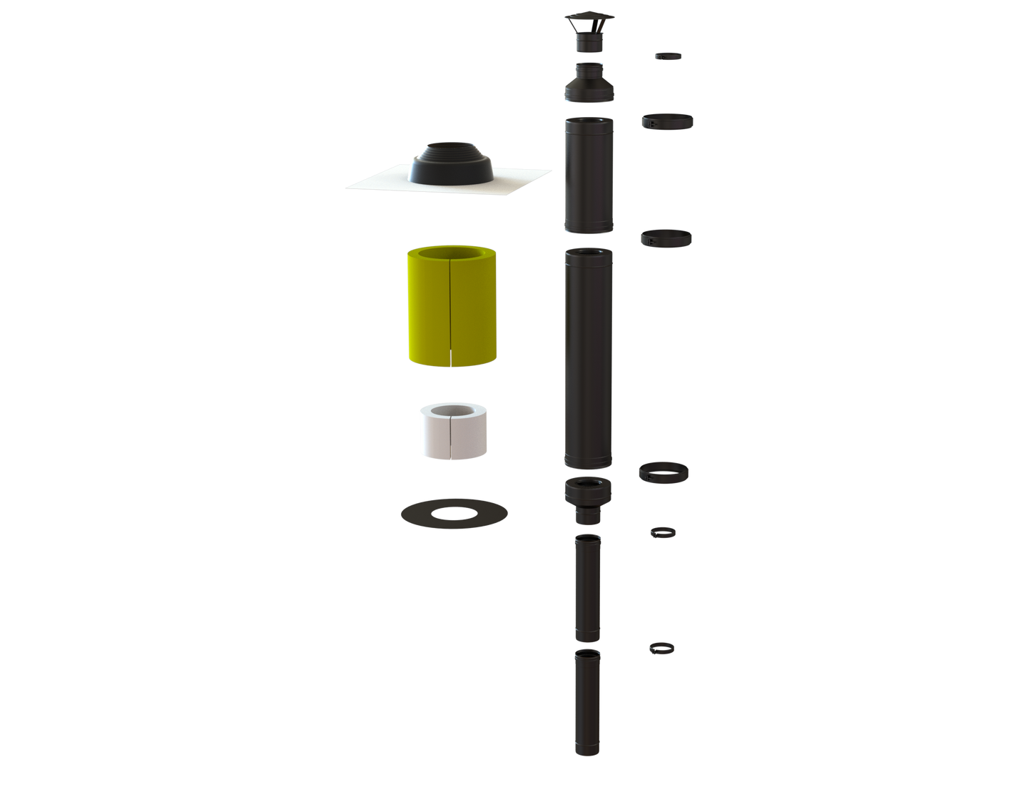 Saunapiippusetti 2,5m ruostumaton, mustaksi maalattu, ∅115mm liitos